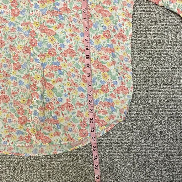 Lauren Ralph Lauren Shirt Womens M Button Down Floral EmbroideredLogo 3/4 Sleeve - Picture 7 of 10